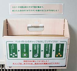 ペットボトルキャップの回収ボックス