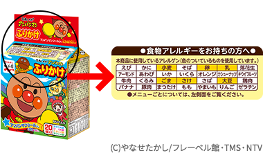 パッケージに特定原材料及びそれに準じるもの(28品目)の一覧を表示しました