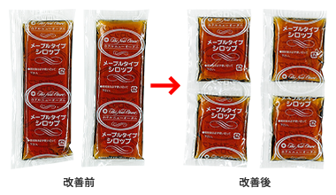 「「ホットケーキミックス」のシロップが小分けになりました